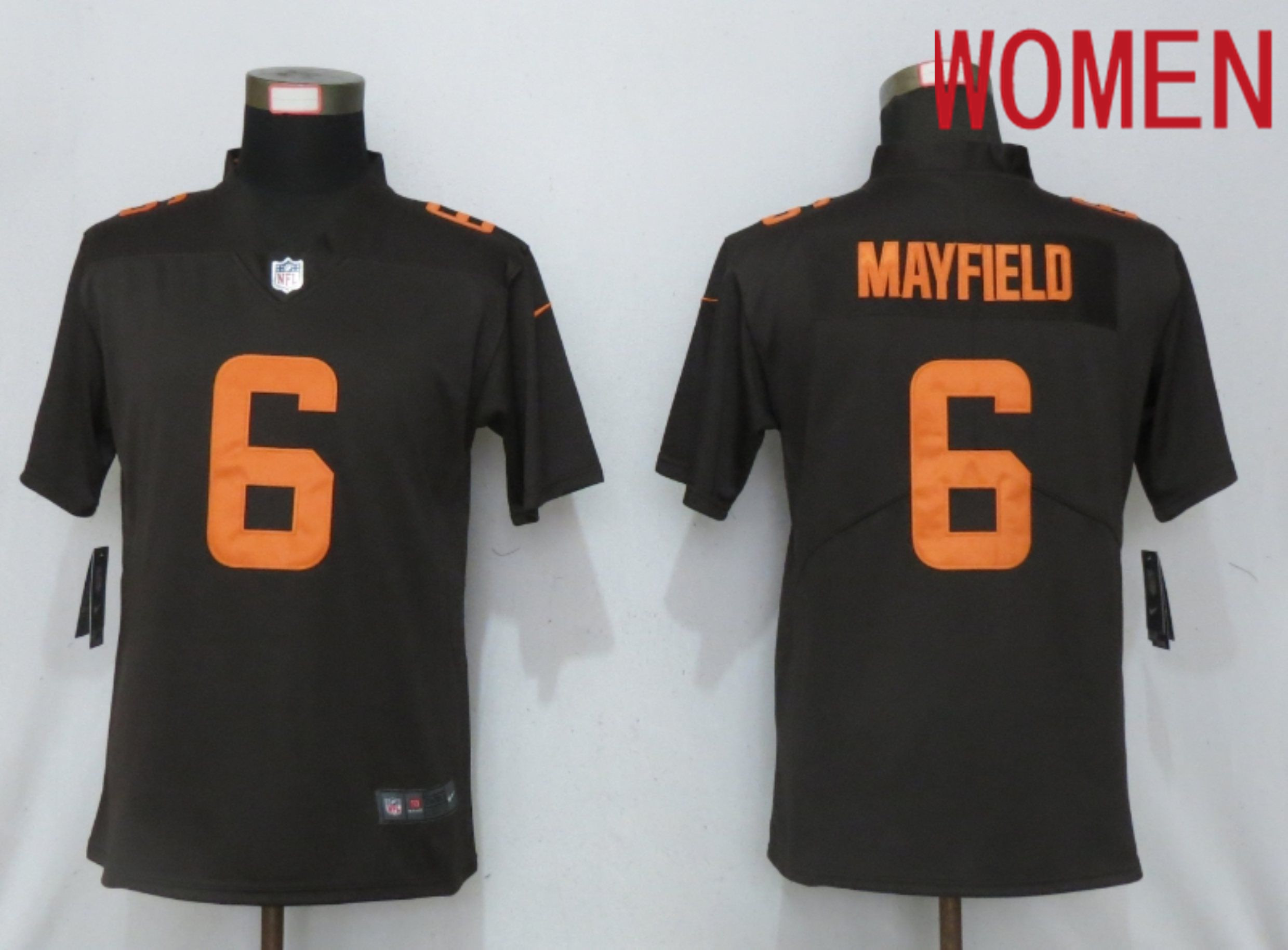 Women Cleveland Browns #6 Mayfield Brown lternate Vapor Elite Playe Nike NFL Jersey->cleveland browns->NFL Jersey